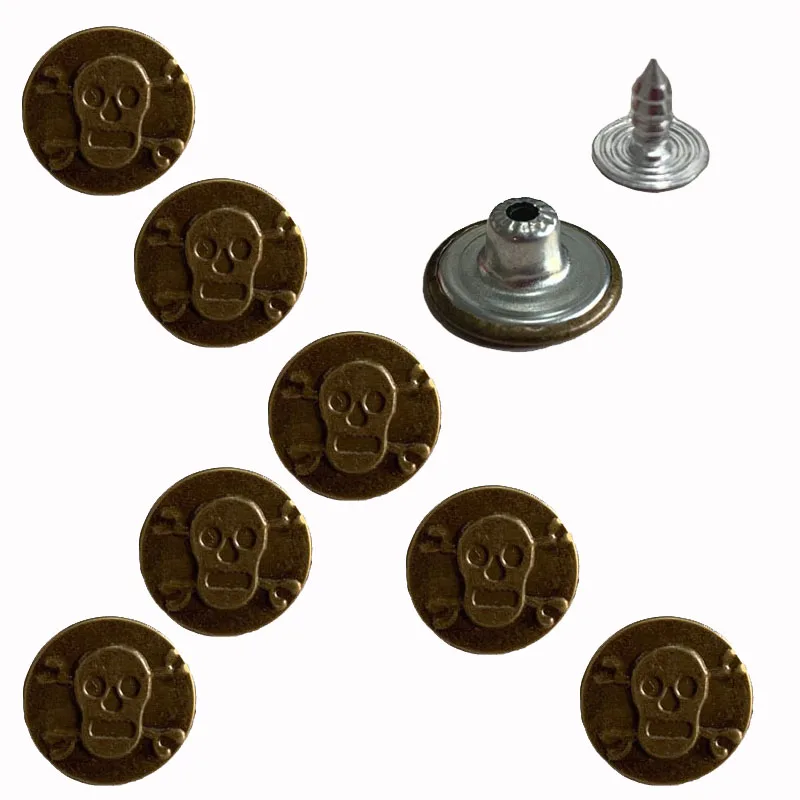 50 наборов под бронзу с рисунком черепа металлические пуговицы хвостовиком