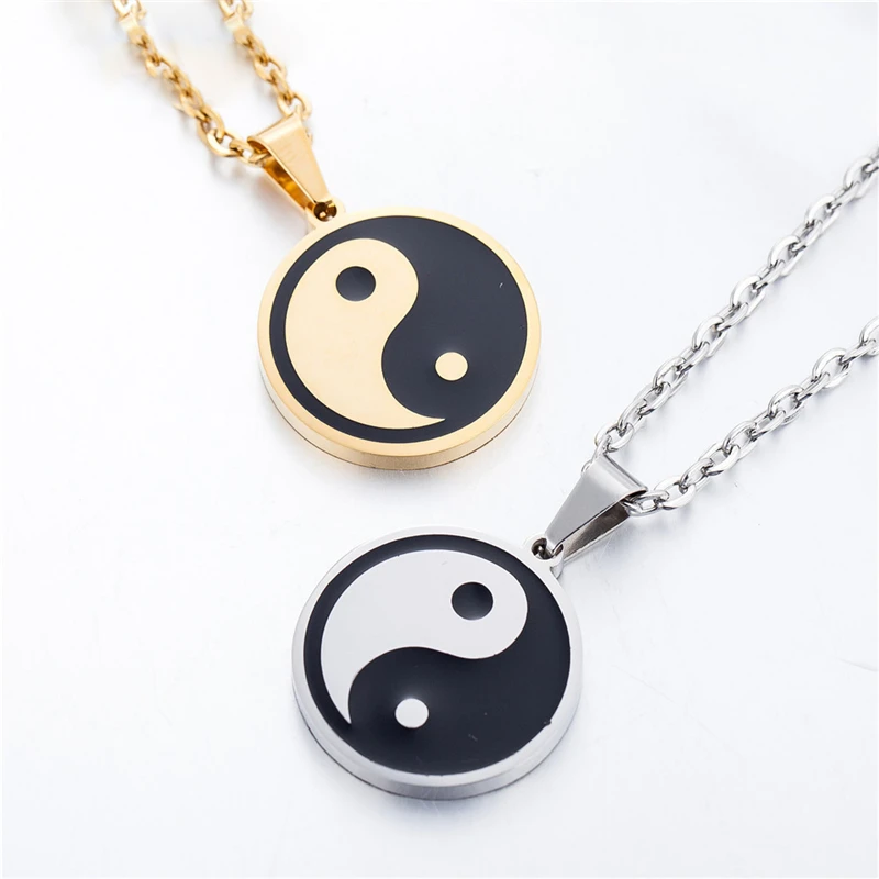 

China Ethnic Tai Chi Pendant Men's Hip Hop Jewelry On The Neck Wholesale Stainless Steel Chains Necklaces Large Gifts For Male