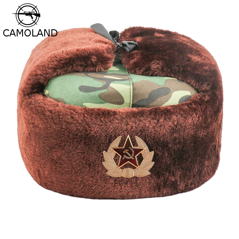 Мужская шапка ушанка из искусственного меха CAMOLAND Советская армейская военная