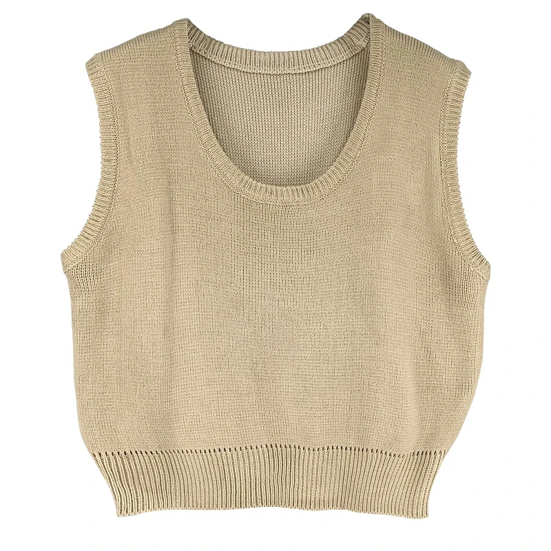 

Vest in female temperament U collar knitting head ma3 jia3 sweater vest female early autumn short fashion outside Korea