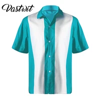 mens retro bowling shirts short sleeve rockabilly 50s clothing vintage casual button down striped shirts