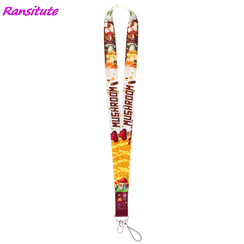 Ransitute R2179 Kawaii грибы ремешки удостоверение личности-брелок для ключей Id карты Пасс