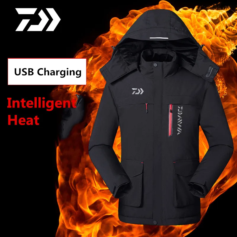 

Мужские зимние толстые хлопковые куртки Daiwa с подогревом USB, уличная Водонепроницаемая ветровка, одежда для пешего туризма, кемпинга, рыбалк...