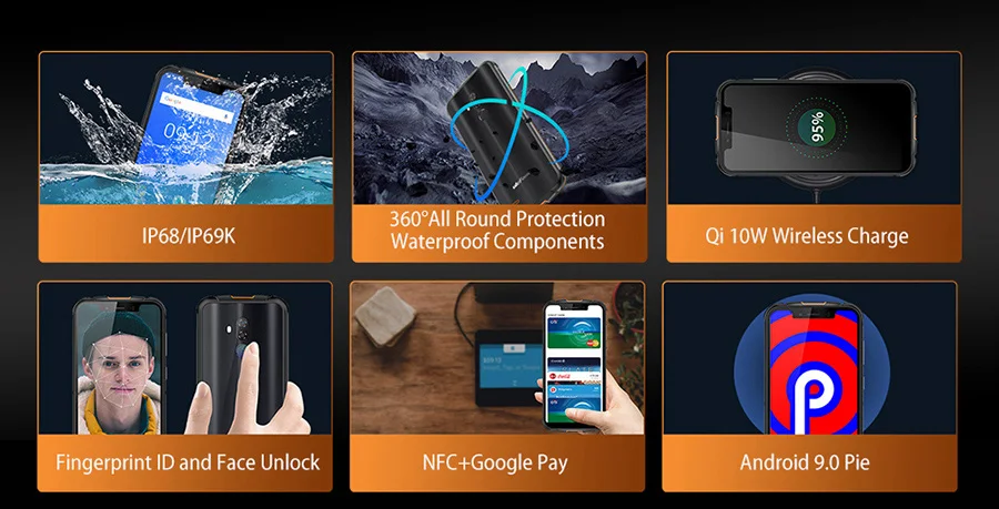 Ulefone Armor 5S 5,85 ''водонепроницаемый IP68 NFC прочный MT6763 Otca-core Android 9,0 4 Гб+ 64 Гб Беспроводная зарядка 4G LTE мобильный телефон