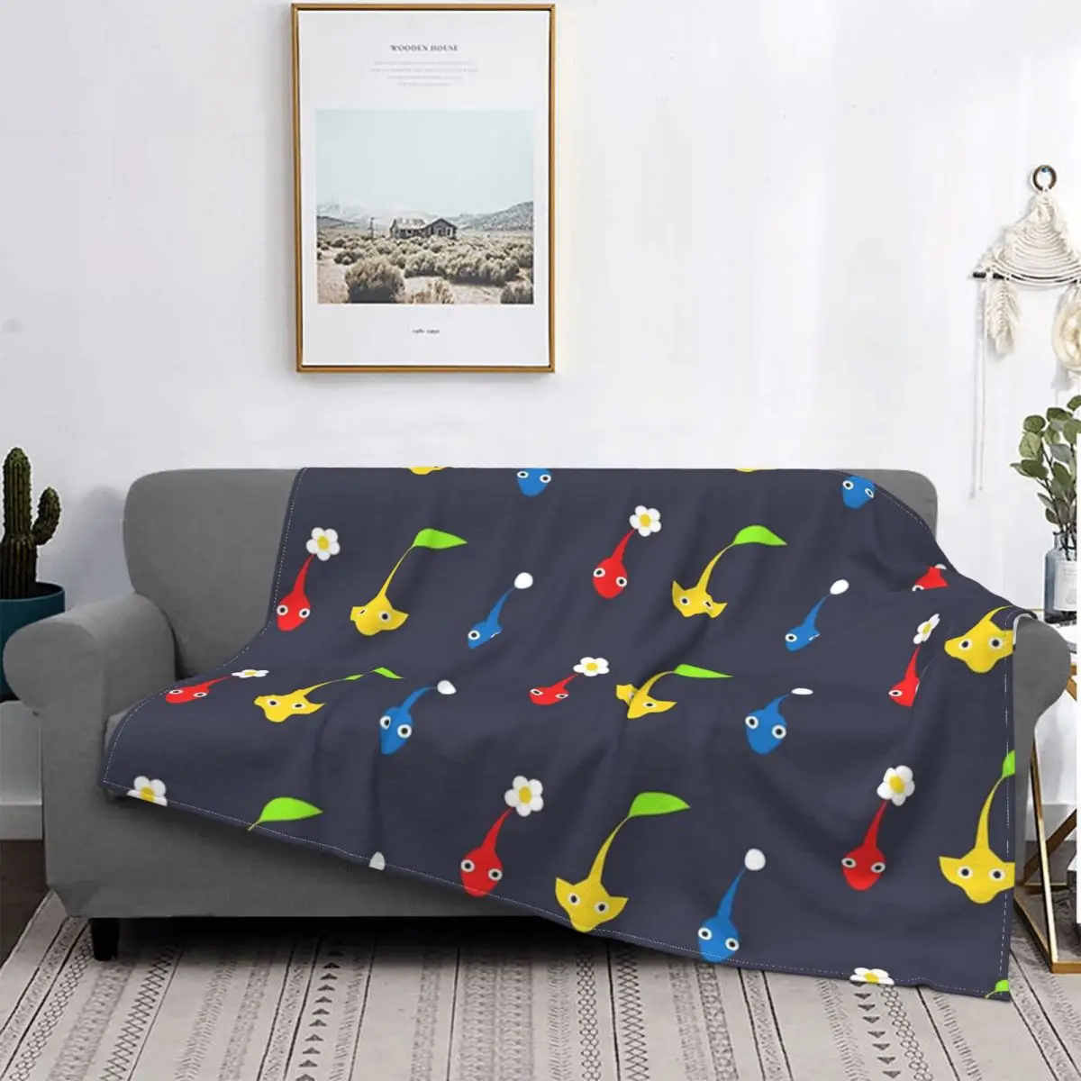 

Manta de personagde Pikmin, colcha de cama a cuadros, toalla de playa, manta de Anime, colcha, 220x240