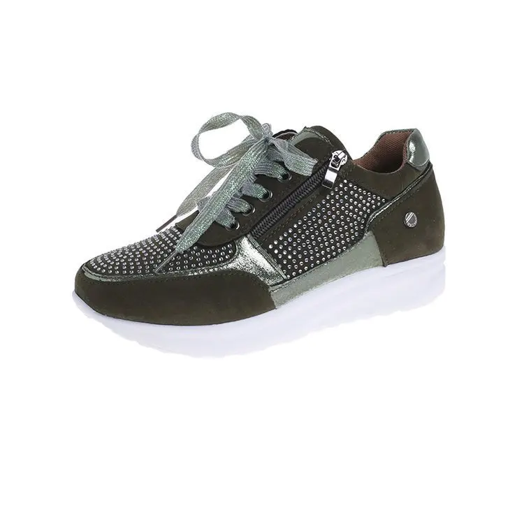 

2021 Fashion Womens Sneakers Ladies Wedge Casual Flat Shoes Zipper Lace-Up Comfortable Female Vulcanized Shoes Outdoor Sneaker