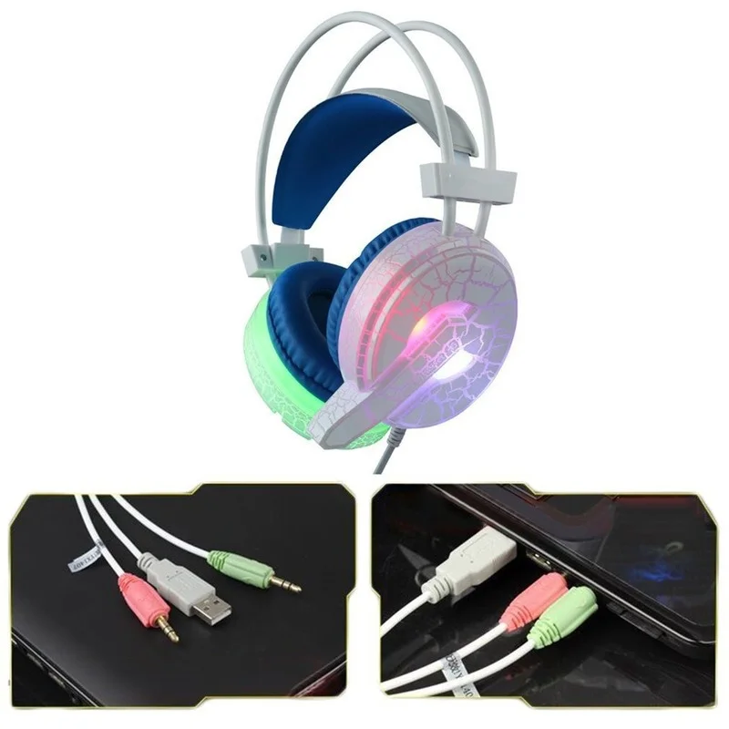 

Colourful Headset Gaming Bass Stereo Over-Head Earphone Stereo For Computer For PS4 For PS5 PC Wired Headset USB Microphone
