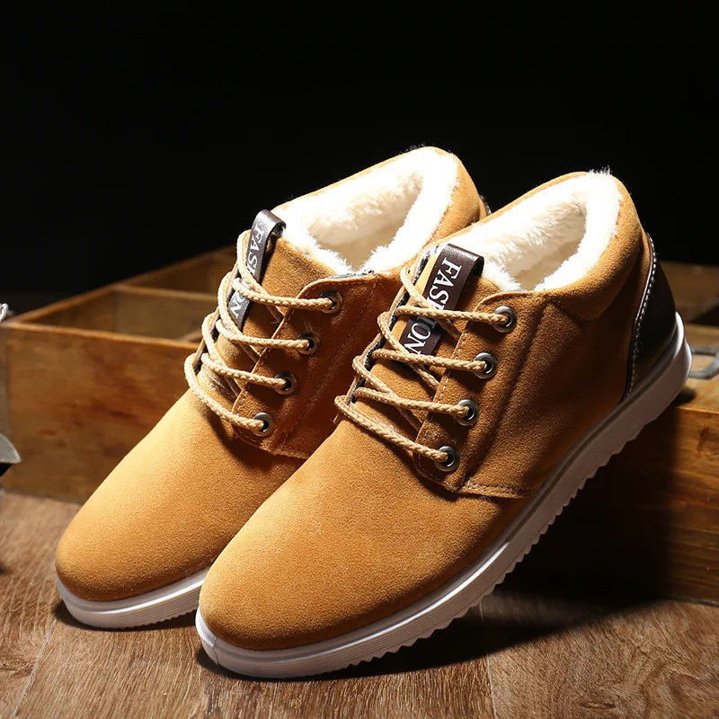 REETENE 2019 Winter Warm Ankle Boots Quality Suede Leather Men Cotton Plush Snow Casual Shoes | Обувь