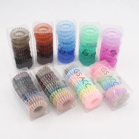 9pcs colorful plastic elastic rubber band small thansparent spiral cord hair tie ponytail holder women girls styling hair gum