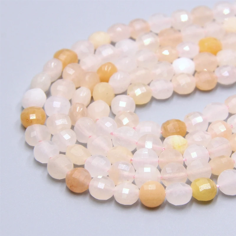 Натуральные круглые бусины из синего кварца плоские граненые для