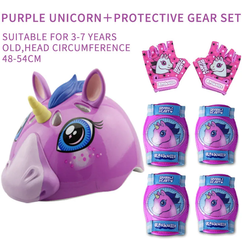 Детский велосипедный шлем для езды на велосипеде, шоссейный велосипед, ультралегкие шлемы для катания на коньках, роликовые, роликовые, для скейтборда, для мальчиков и девочек - Цвет: 7 piece set