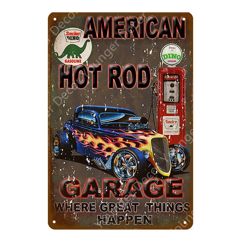 Hot Rod моторное масло металлические знаки папа гаражный Декор Автомобиль мотоциклы табличка для бара паба домашняя декоративная тарелка винтажный художественный плакат YI-054 - Цвет: YD4448I