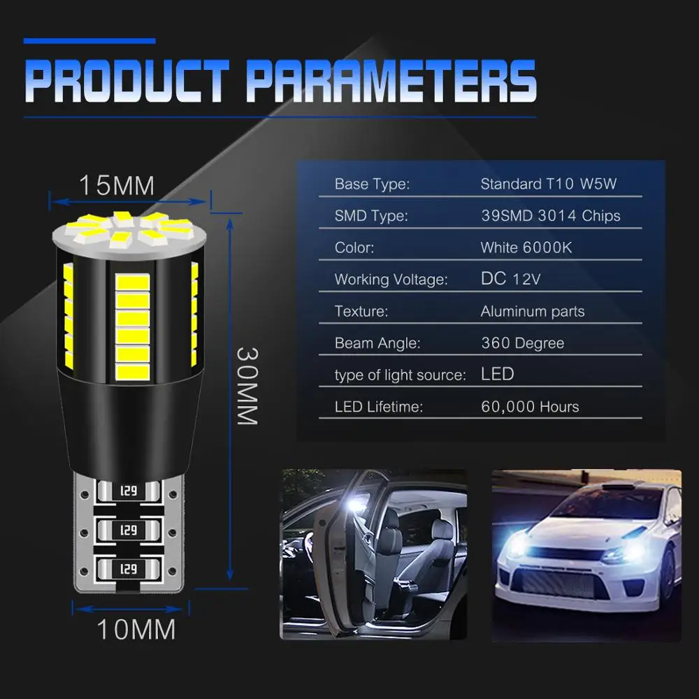 2 шт. автомобисветодиодный светодиодные лампы для указателей поворота T10 W5W 5W5 2835
