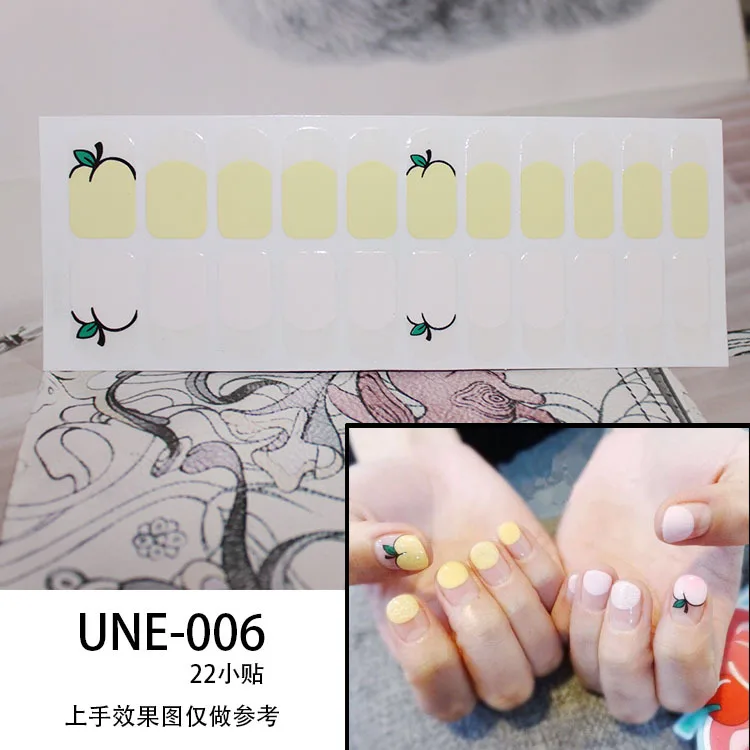 UNE-006 1 шт/22 наклейки, водяной знак слайдер наклейки для ногтей, переводная картинка переводная вода тату Цветок Бабочка украшение маникюр Клей - Цвет: UNE-006