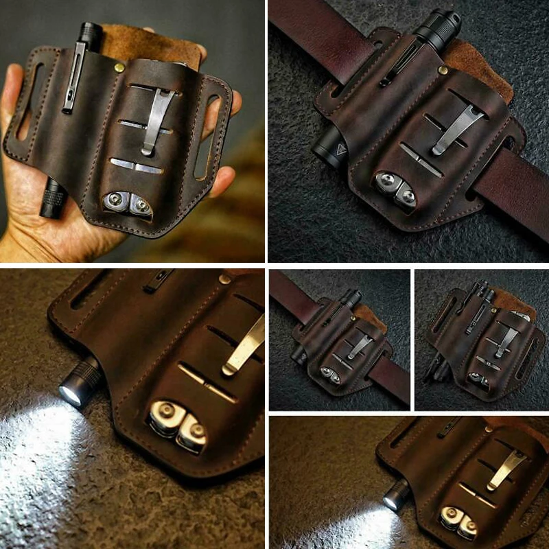 

PU Leather Multitool Holder Essential Organizer Belt Pouch Pen Storage Bag Outdoor THIN889