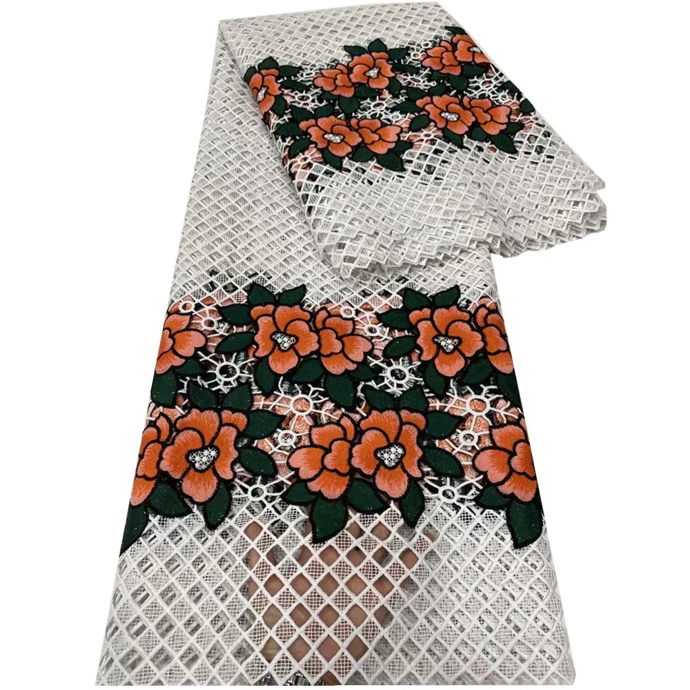 

African Guipure Lace Fabrics High Quality Nigerian Swiss Voile In Switzerland Net Lace Fabric 5 Yards For Wedding DP-180