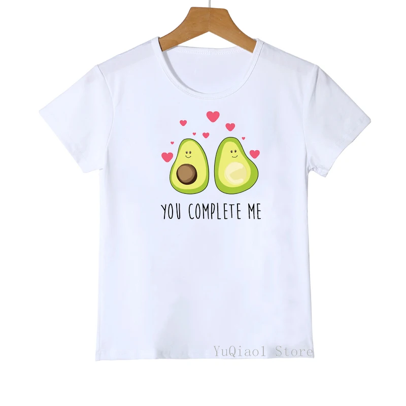 Футболка с надписью you complete me Avocado для девочек и мальчиков детская одежда розового