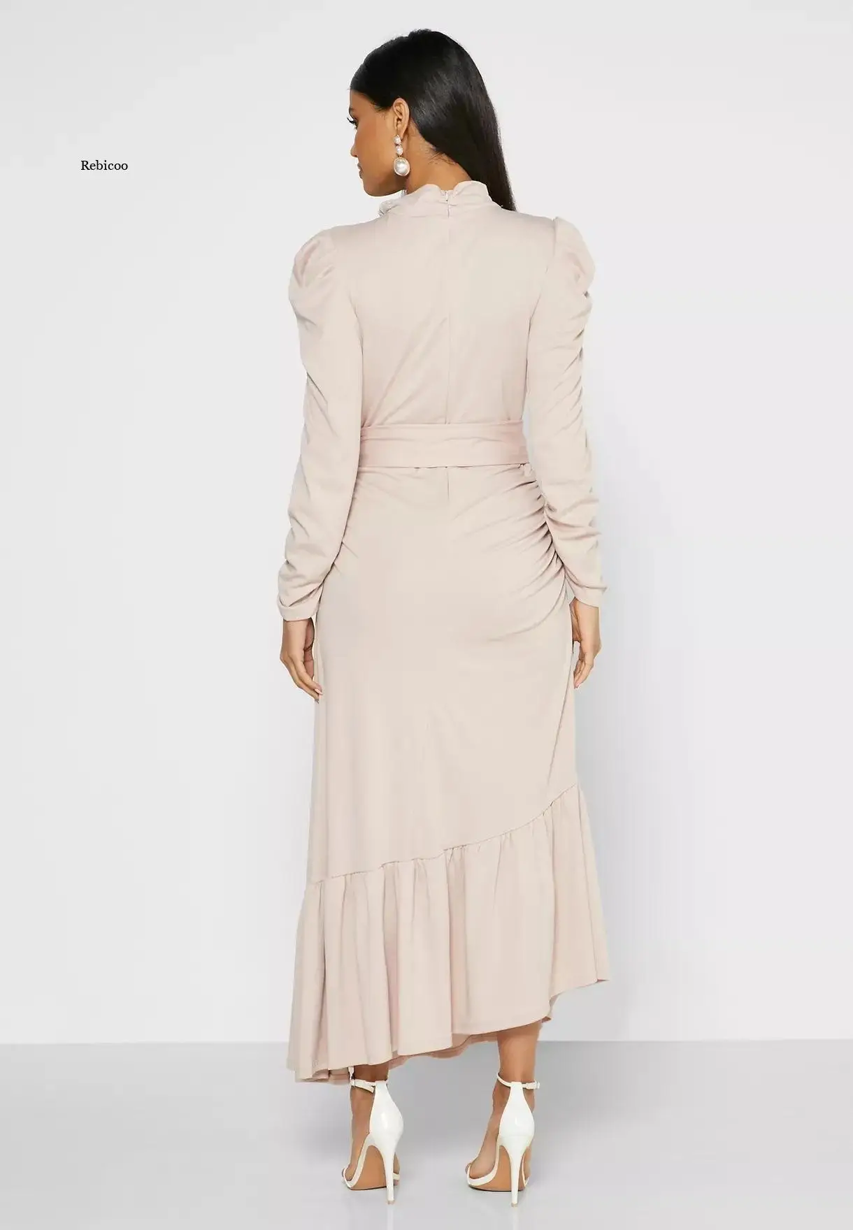 

New Fashion Women's Pleated Long Skirt Irregular Hem Dress