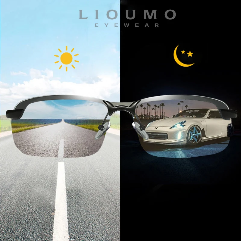 

LIOUMO Design Square Sunglasses Men Women Photochromic Polarized Glasses Chameleon Driving Goggle UV400 Eyewear gafas de sol