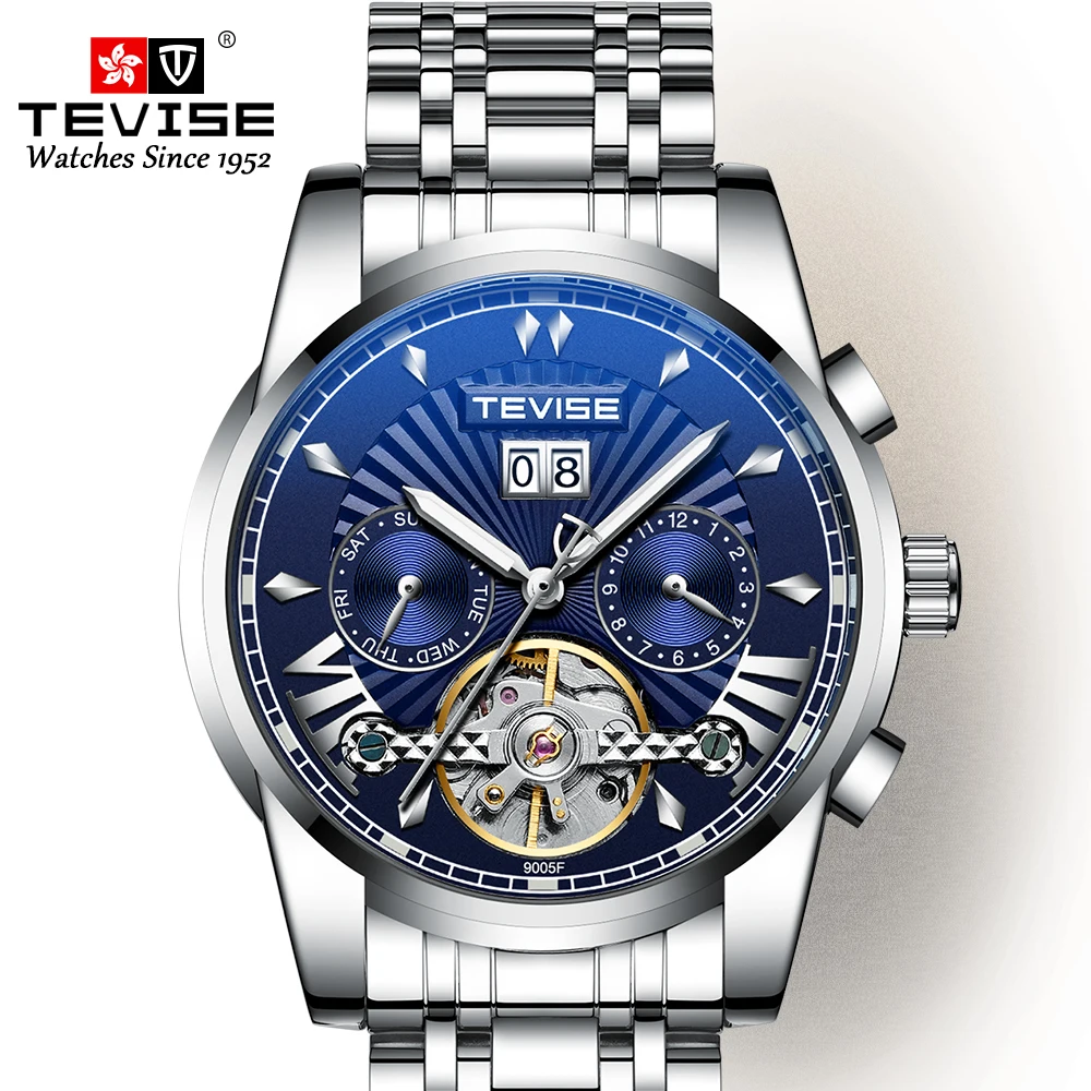 Мужские часы Tevise 9005 светящиеся механические с фазой Луны автоматические