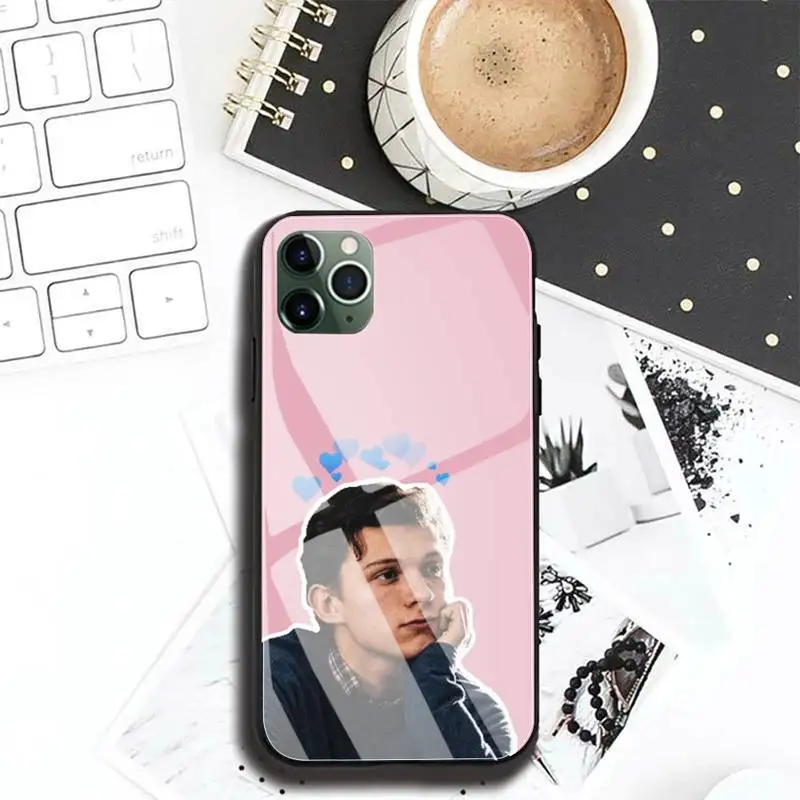 

Tom Holland Spiderman Phone Case For Iphone 12 11 Pro MAX XR X 7 8Plus SE2020 DIY Shockproof Glass Soft Silicone Edge