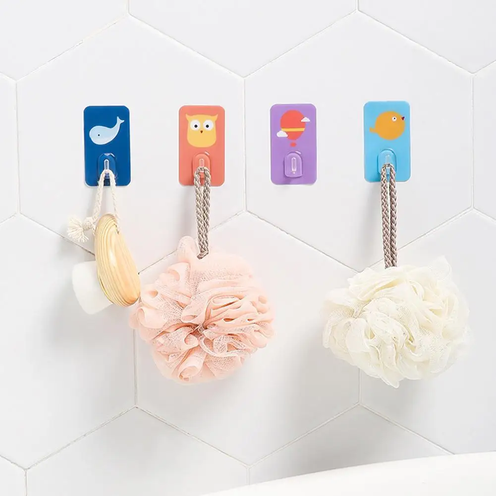 

Cute Animal Cartoon Adhesive Wall Hook Non-Marking Free Punching Strong Bearing Wall Hanger Bathroom Kitchen Supplies Stick Hook