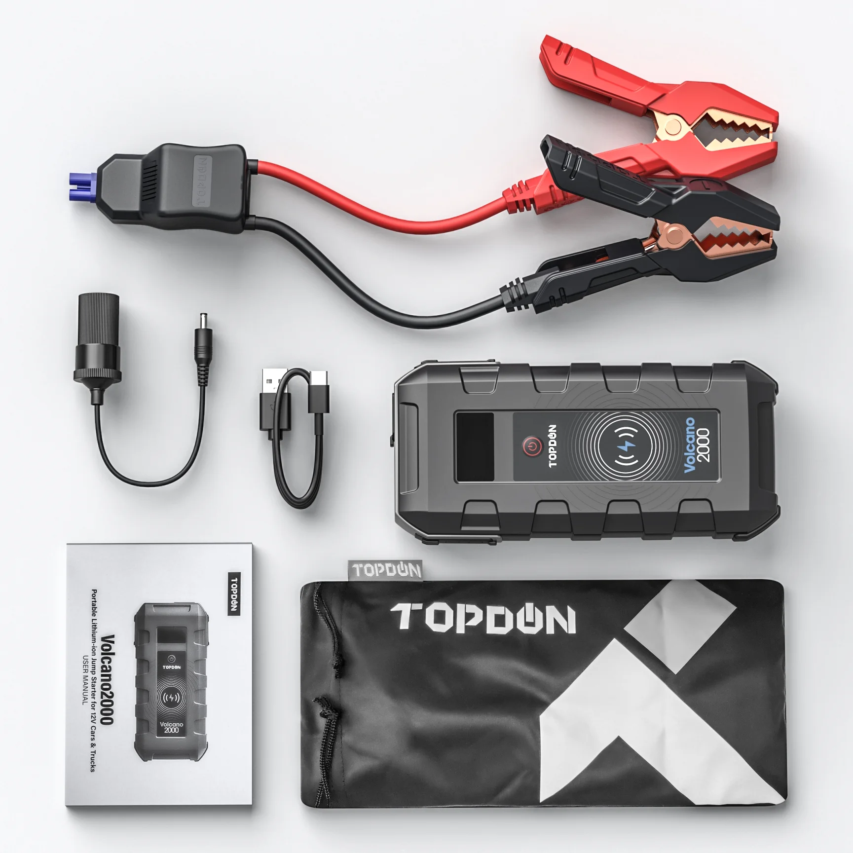 TOPDON V2000 автомобильный скачок Starte 20800mAh 12V 2000A пиковый портативный аварийный