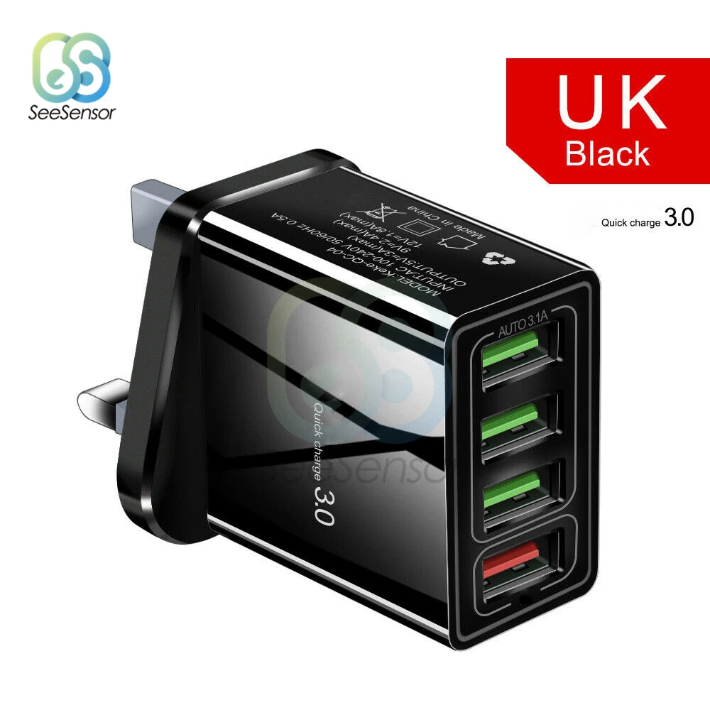 Быстрая зарядка 3,0 QC 3,0 быстрое зарядное устройство 4 порта USB портативное зарядное устройство для мобильного телефона iPhone samsung Xiaomi huawei