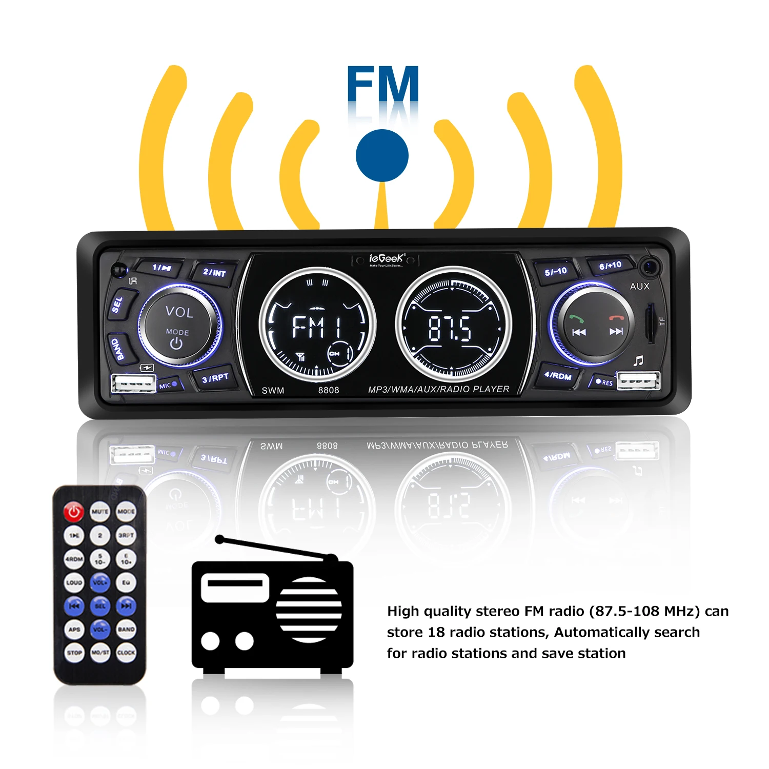 12V автомобильное радио Bluetooth MP3 плеер ЖК экран стерео аудио автомобиля FM USB/SD/AUX IN