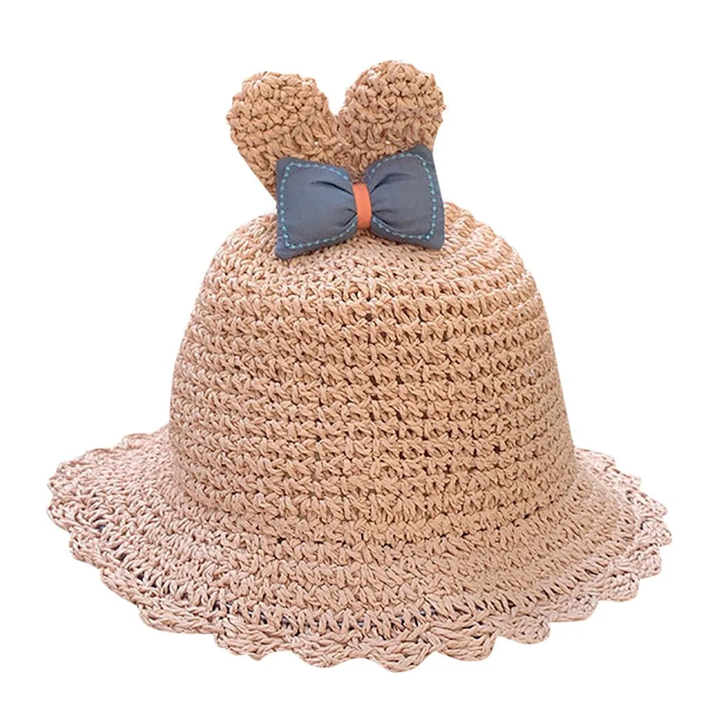 LONSANT Kids hats Straw Weave bow decor Elegant beach hat baby Girls anti-UV Sun Protection Princess Hats Summer Drop ship 2020 | Детская