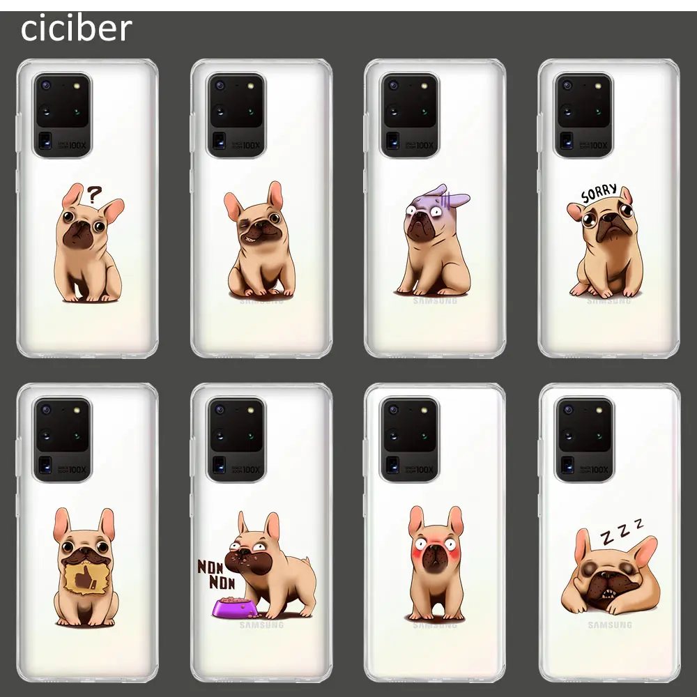 

Cute Dog Phone Case For Samsung A51 A50 A71 A70 A72 A52 A12 S21 S20 S10 S9 S8 S7 Note 20 10 9 8 Ultra Puls Soft Cover Funda Capa