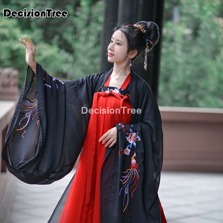 

2021 hanfu cloak costume women ancient fairy hanfu chinese traditional folk dance performance costume lady embroidery cloak
