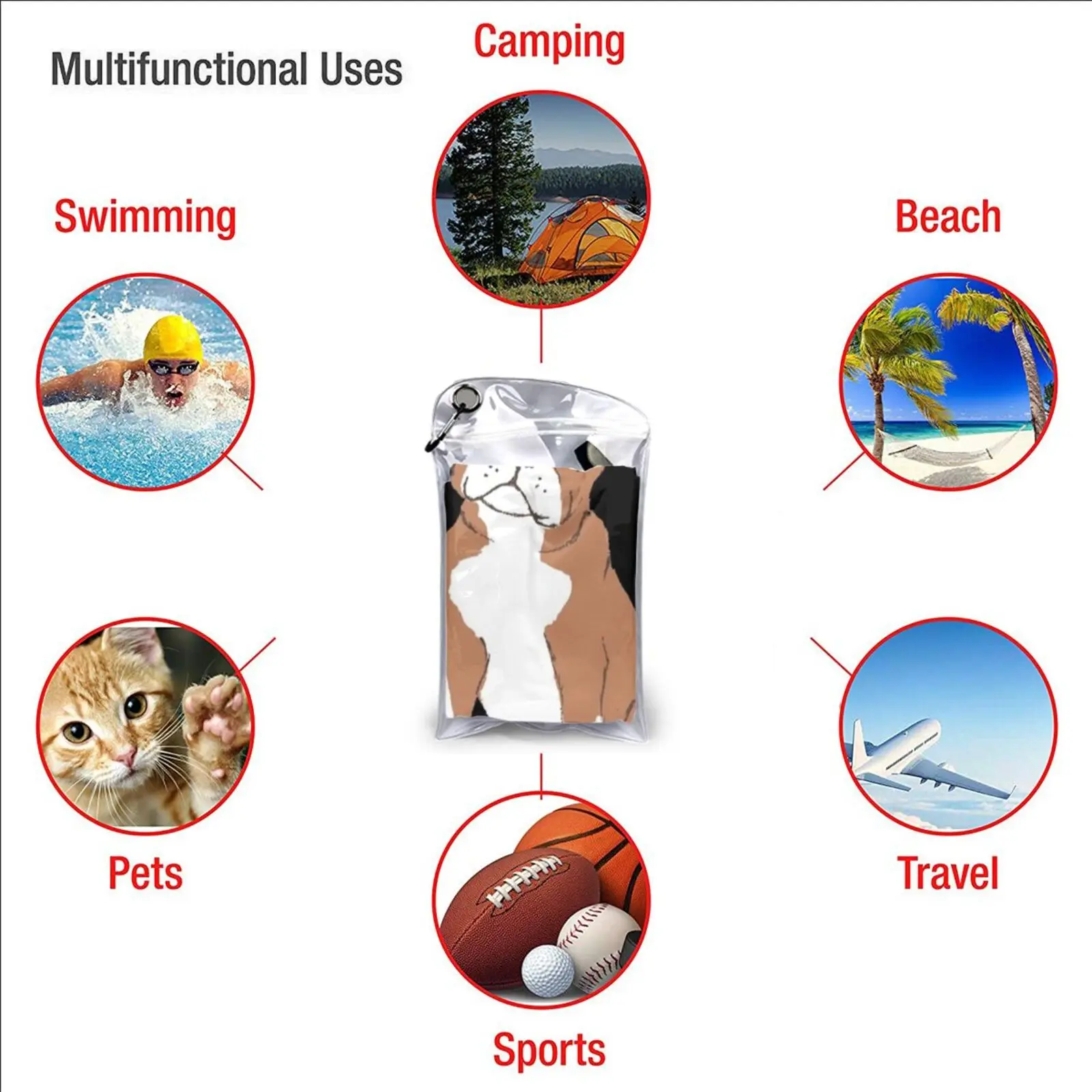 Светло-коричневое полотенце Boston Terrier в акварельном стиле быстросохнущее для