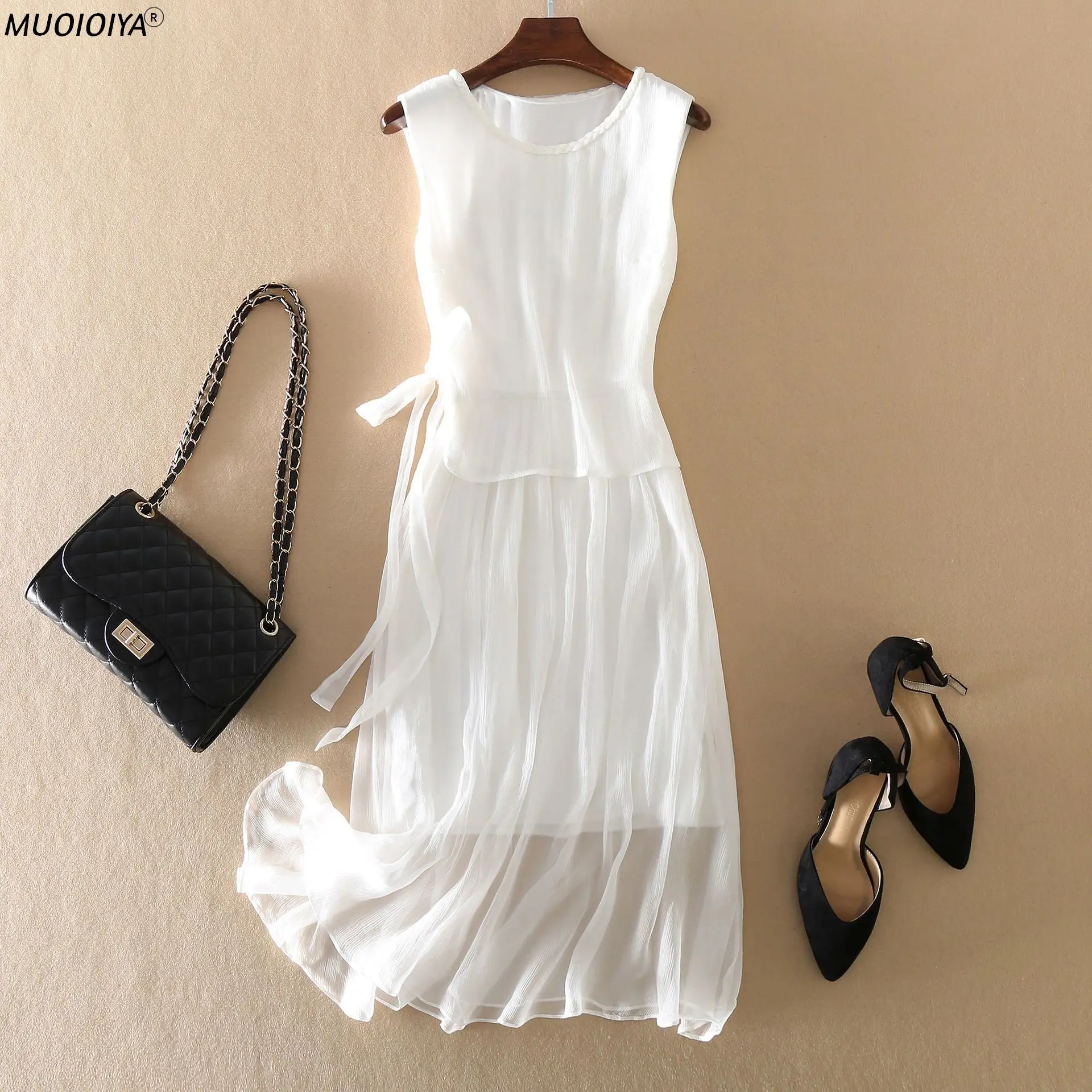 

Vintage Summer Dress Women 100% Real Silk Vestidos 2022 Korean Sleeveless Boho Beach Party Dress Long Floral Dresses 8005