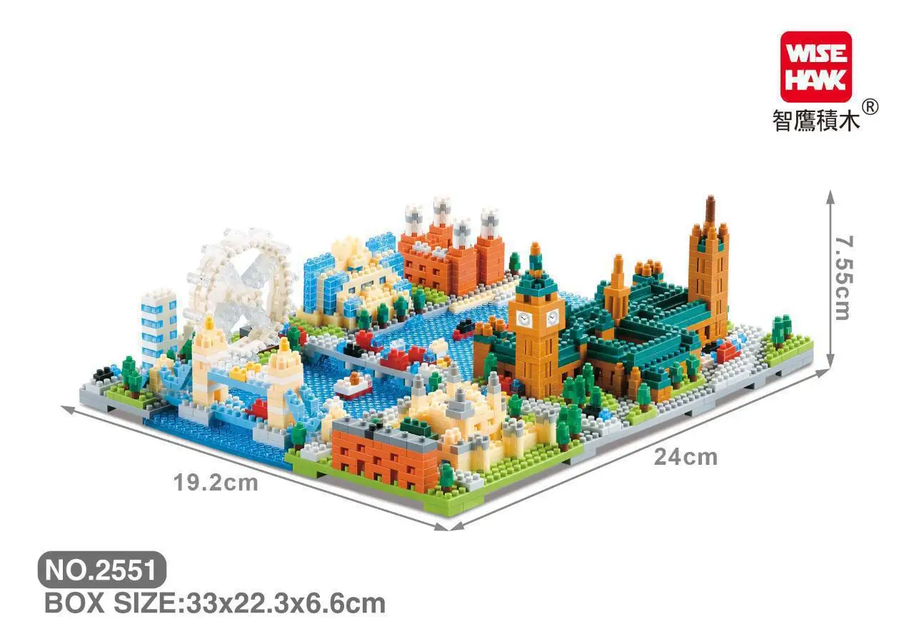 

Small particle assembling toy blocks 2550-2551 New York streets London streets micro-drill toy blocks for kid's toys
