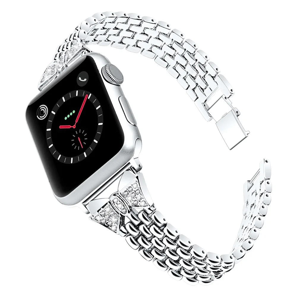 Браслет из нержавеющей стали с бриллиантами розового золота для Apple watch 5 4 band 42 мм