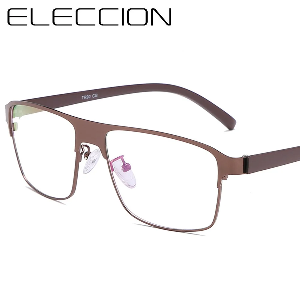 

ELECCION Alloy Optical Glasses Frame Men Ultralight Square Myopia Prescription Eyeglasses 2019 Male Full Eyewear Clear Lens