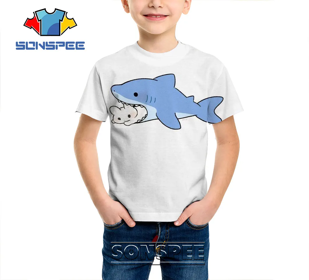 

SONSPEE 3D Print Cute Shark Kids Children T-shirts Casual Fashion Summer Short Sleeve T Shirt Cool Cartoon Boy/Girl Tees Tops