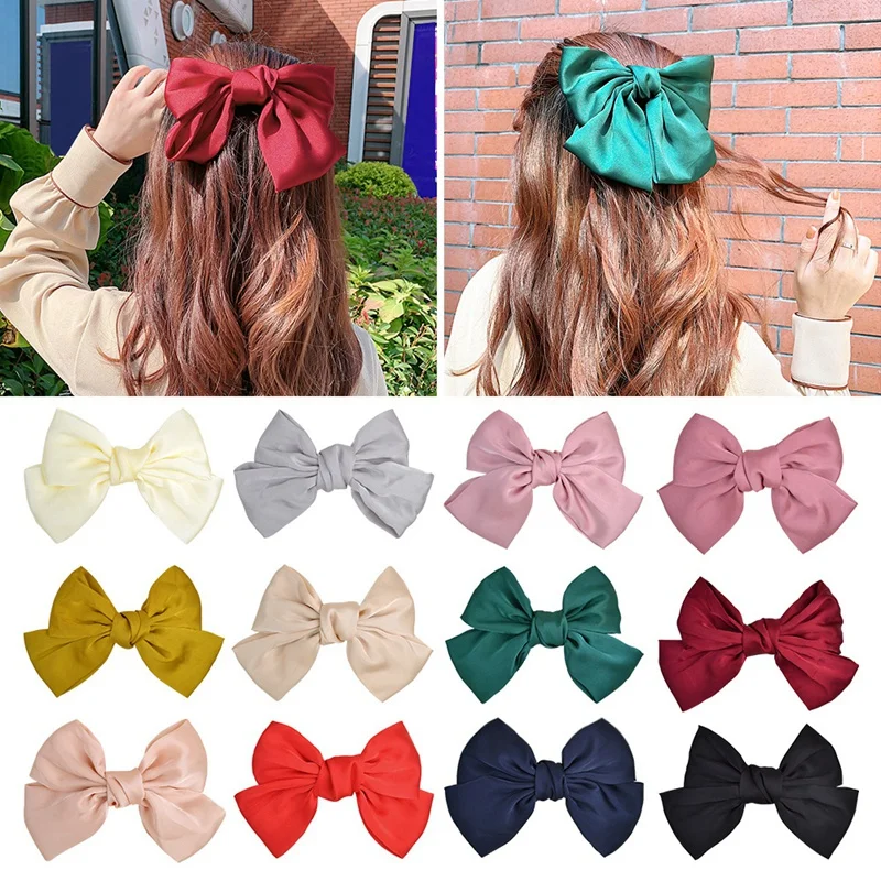 

12PCS Hair Bows for Girls 7.8Inch Hair Bows Hair Clips Rainbow Bows Hair Clips for Girls Kids Children
