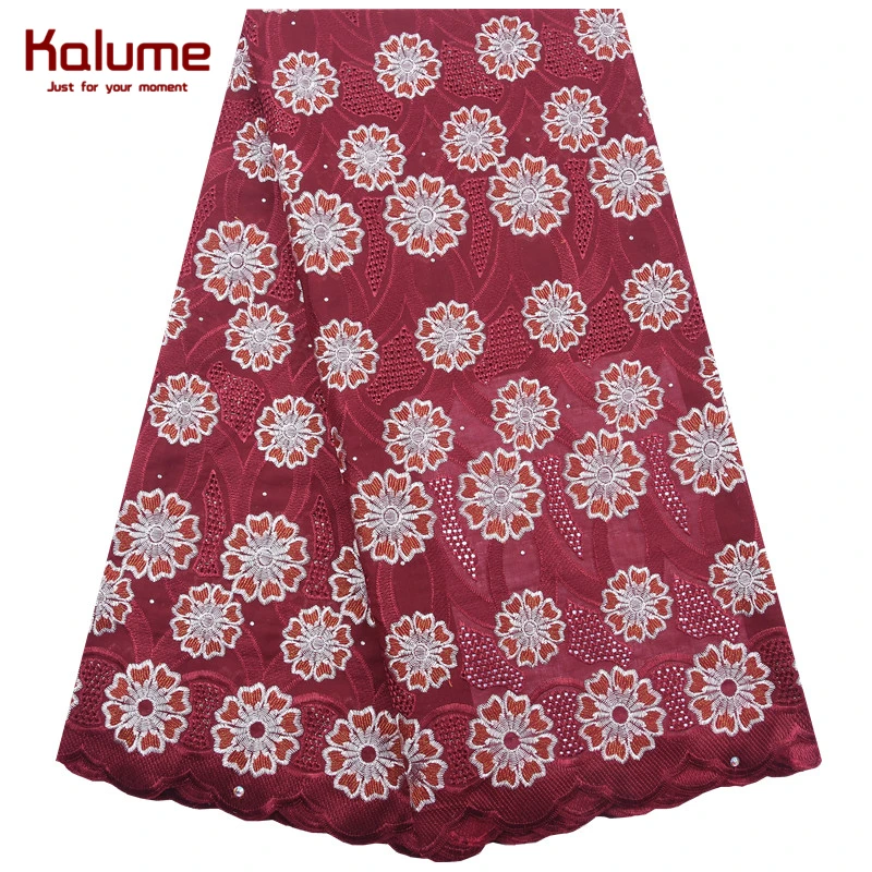 

Kalume Skyblue African Lace Fabric Holes Style Nigerian Swiss Cotton Lace Fabric Stoned Swiss Cotton Lace For Sewing Dress F1865