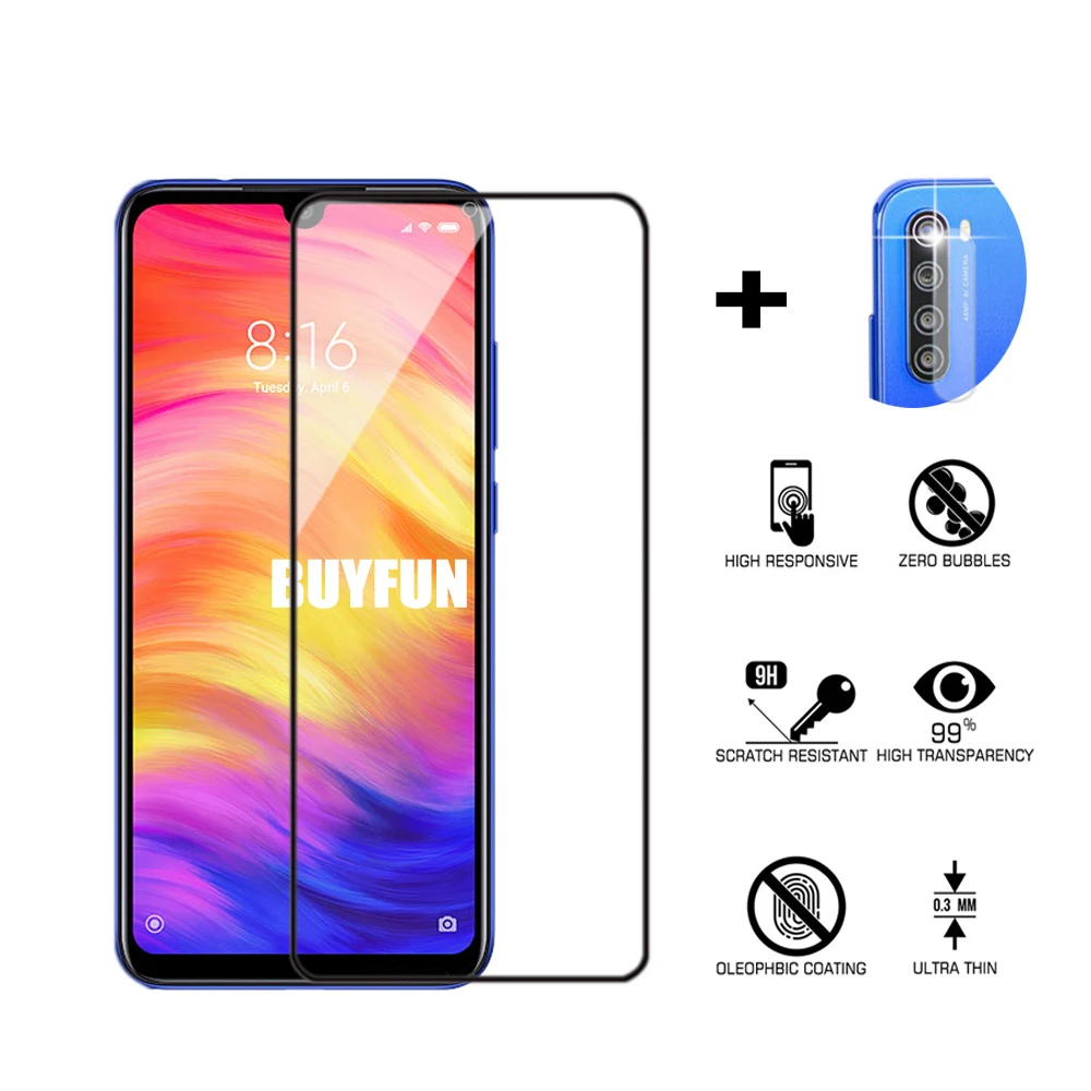 Закаленное стекло 2 в 1 для Xiaomi Redmi Note 6 Pro 7 7pro 8 8t Защита экрана 9 9pro Max 9s защитное