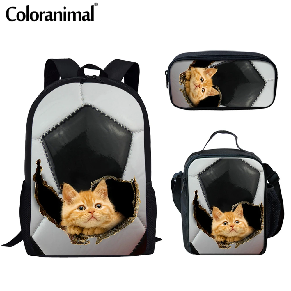 Фото Модный 3D рюкзак Coloranimal с принтом кошек в бейсболе трещинами для подростков