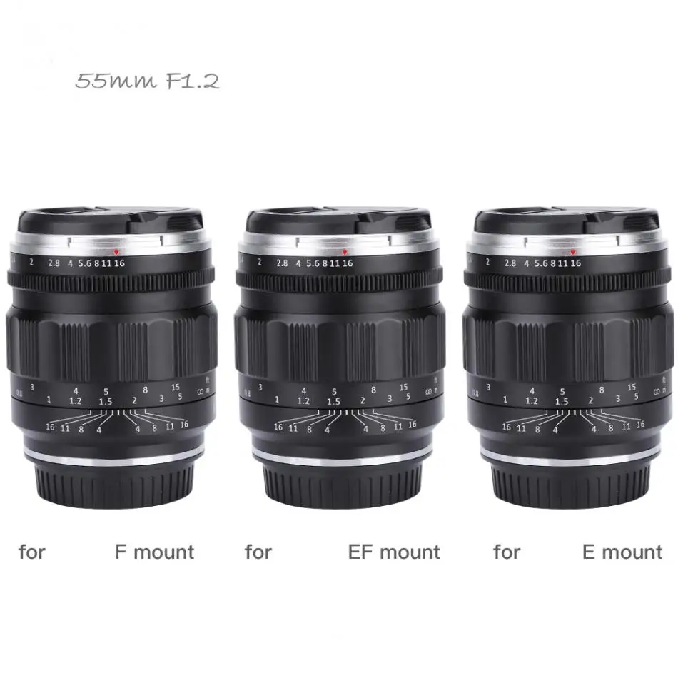 Kamlan 55 мм f1.2 Большая диафрагма ручной фокус Prime фиксированные линзы полная Рамка для sony для Canon для Nikon