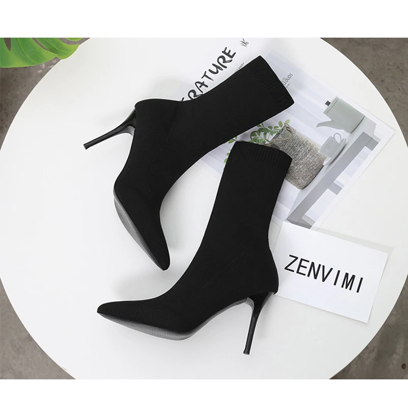 Женские ботинки носки осенне зимние женские сексуальные на шпильке модные