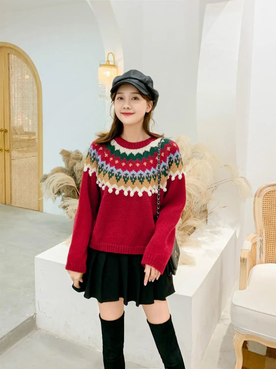 Свитер с круглым вырезом Повседневный осенне-зимний Рождественский пуловер