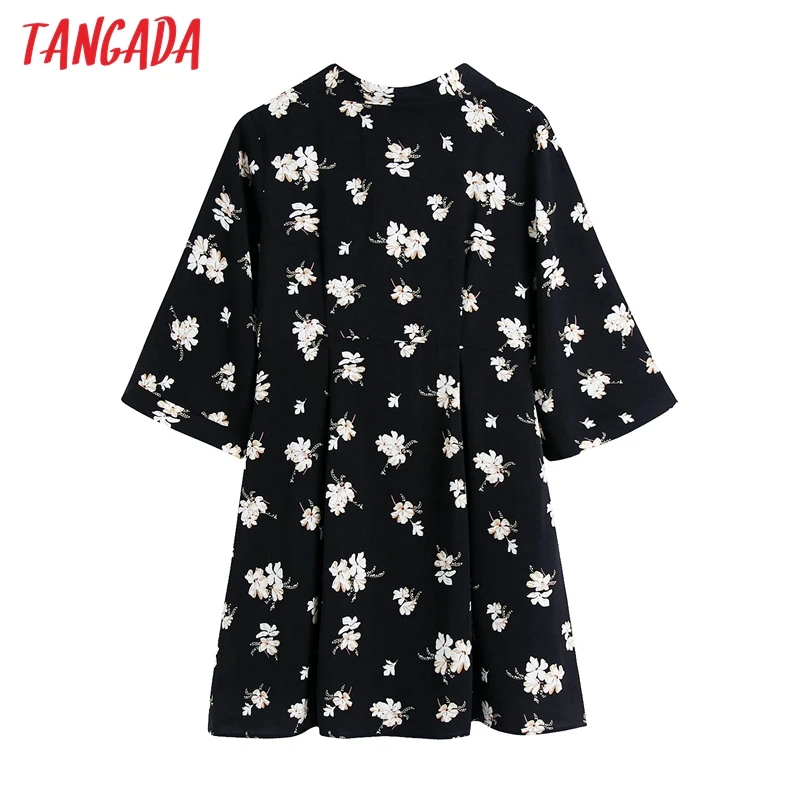 

Tangada Women Floral Print Kimono Dress Vintage Short Sleeve 2021 Chic Fashion Female Dresses Vestidos Mujer BE633