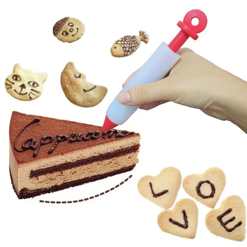 

Justdolife Silicone Food Writing Pen Chocolate Decorating Tools DIY Cake Cream Cup Pastry Baking Accessories With 4PCS Nozzle