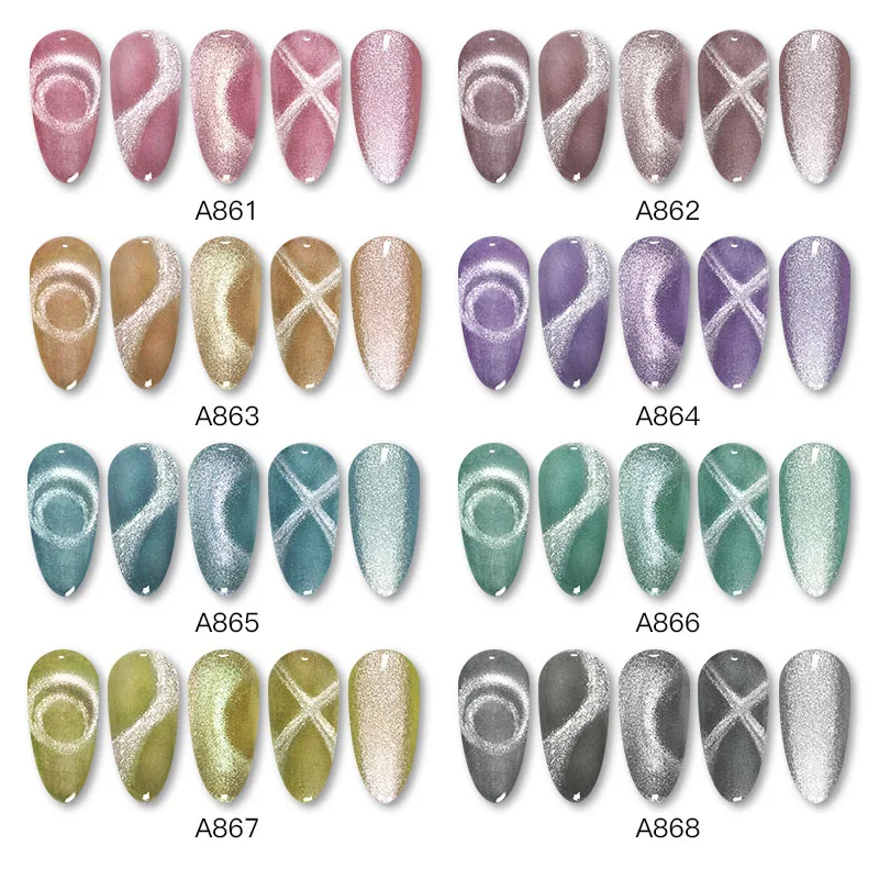 Магнитный Гель лак для ногтей ROSALIND блестящий 9D кристалл кошачий глаз набор