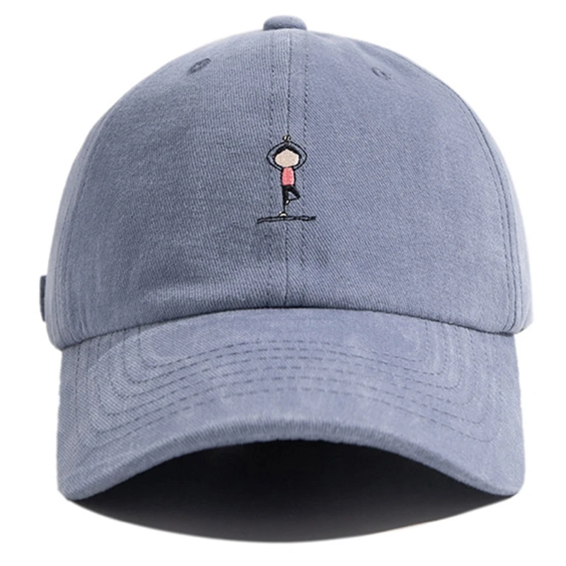 Хлопковая бейсболка с вышивкой однотонная регулируемая в стиле Харадзюку