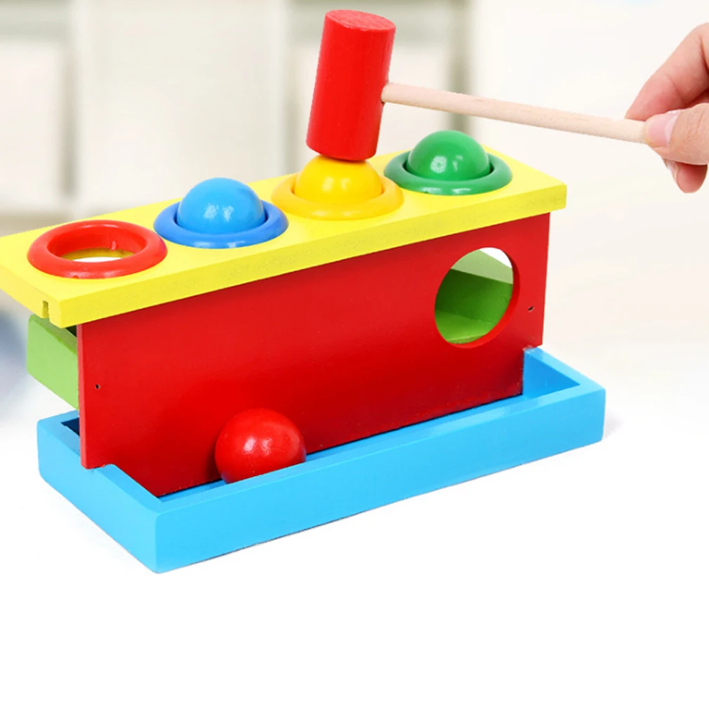 

Baby Toys Wooden Matching Color Piling Hand Hammering Ball Box Toy Parent-child Interactive Toys Learning Educational Baby Toys